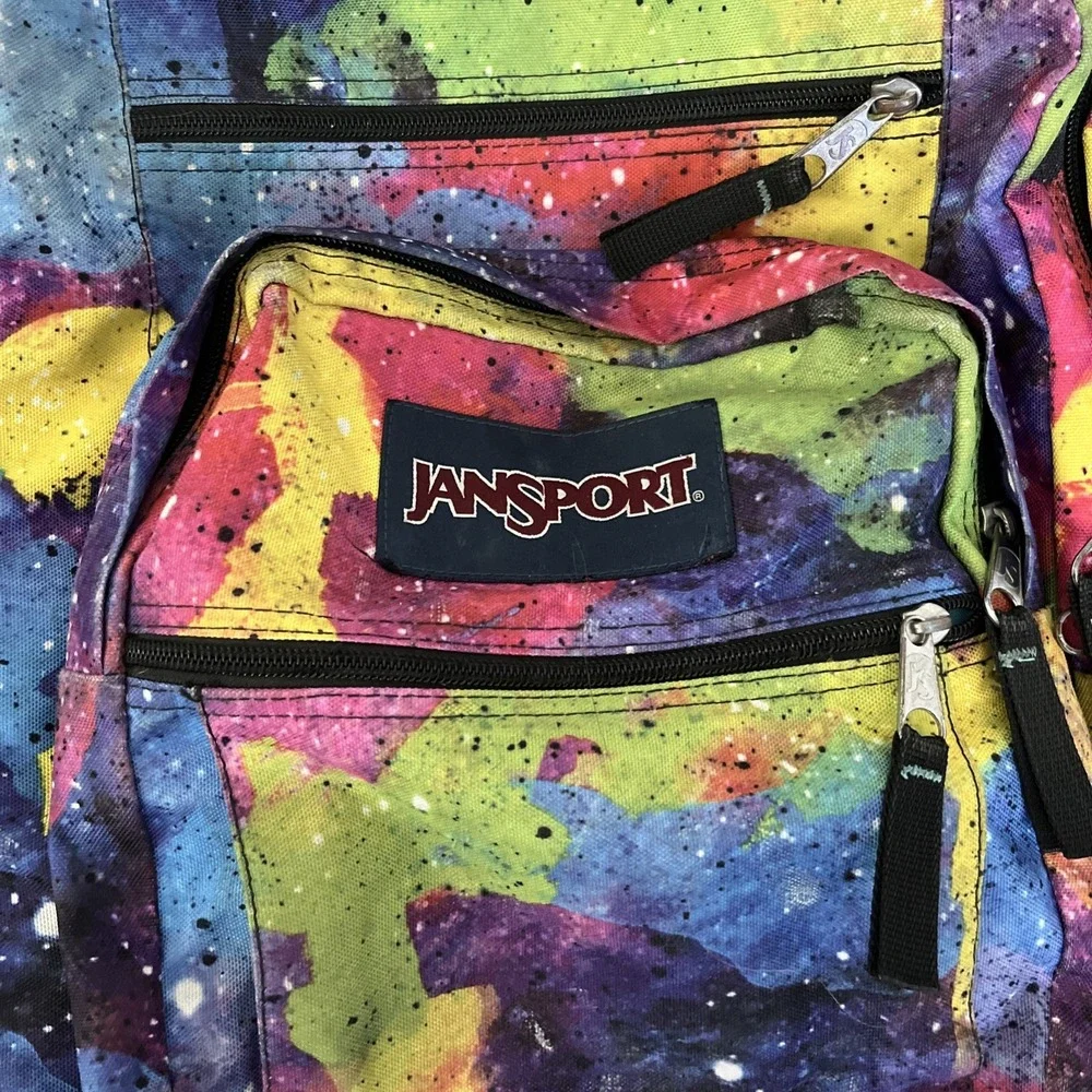 VTG Jansport Backpack Multicolor Paint Splatter Colorful Rare!